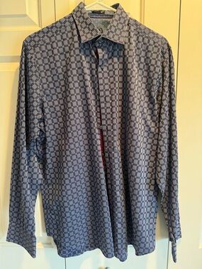 Bugatchi Men's Blue Geometric Button-Down Shirt